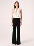 Top Bianco in Raso con scollo all'Americana