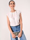 Blusa Bianca con Perle e Pietre