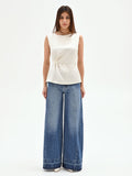 Blusa bianco panna con drappeggio laterale