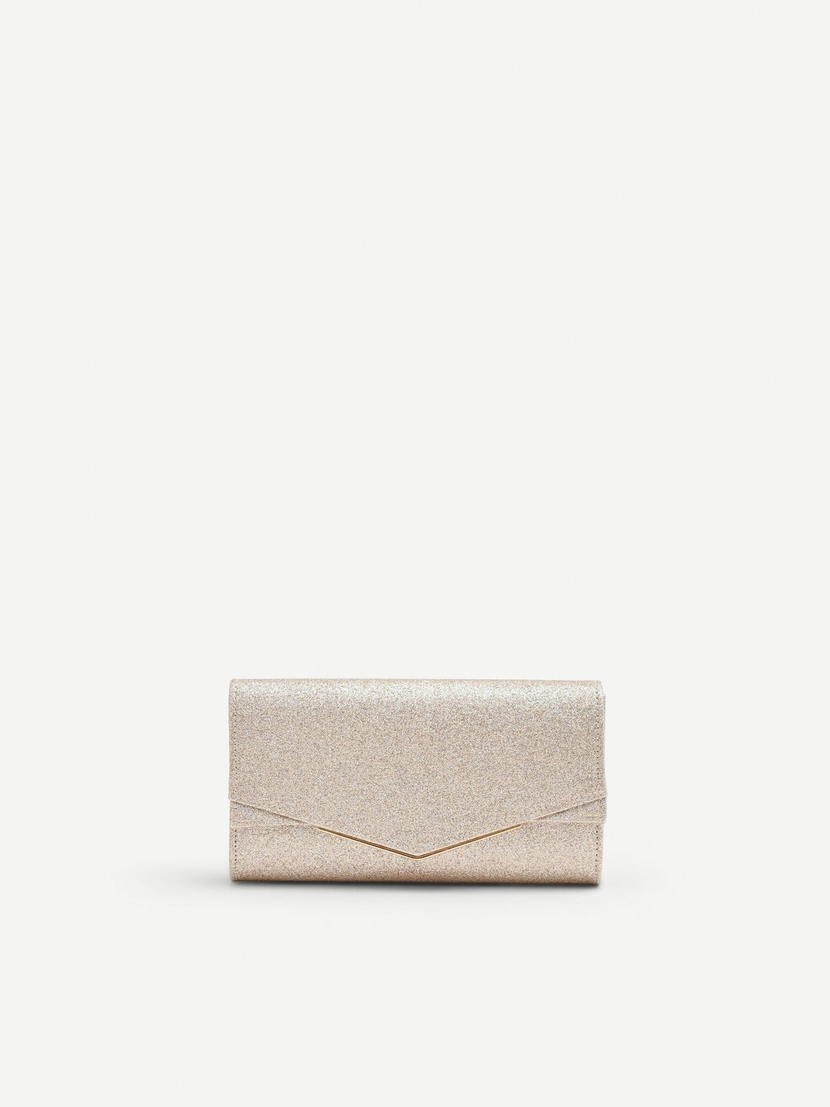 Clutch oro champagne con profilo metallico