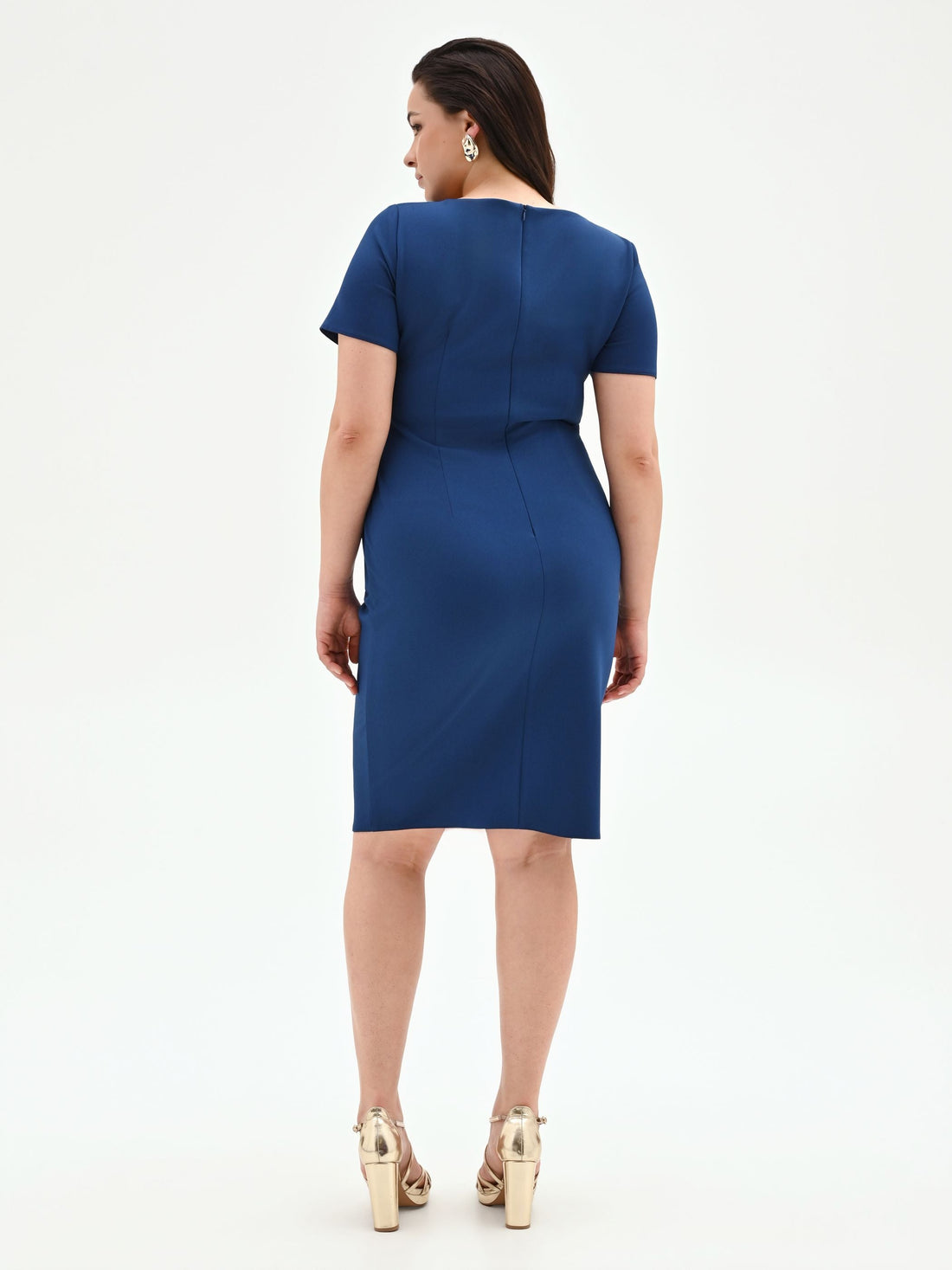 Abito Curvy blu brillante con drappeggio laterale