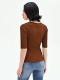 Maglia color cioccolato a costine
