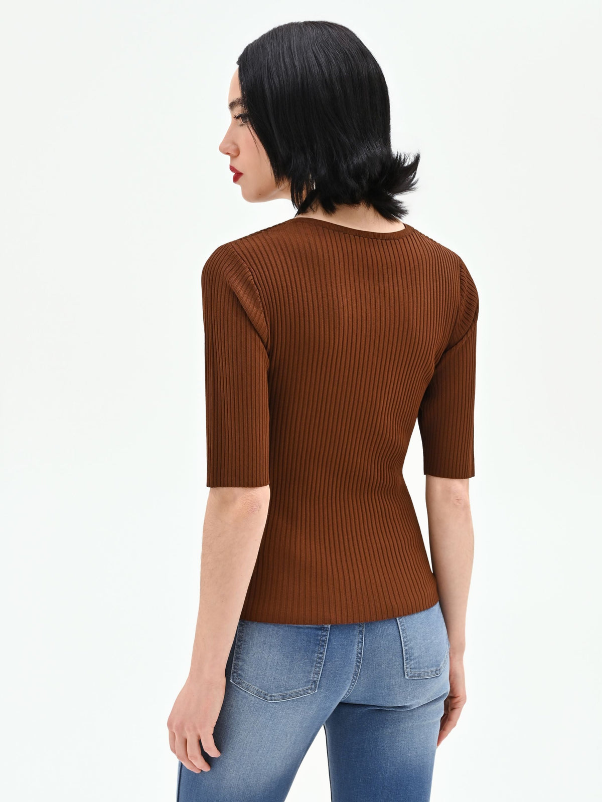 Maglia color cioccolato a costine