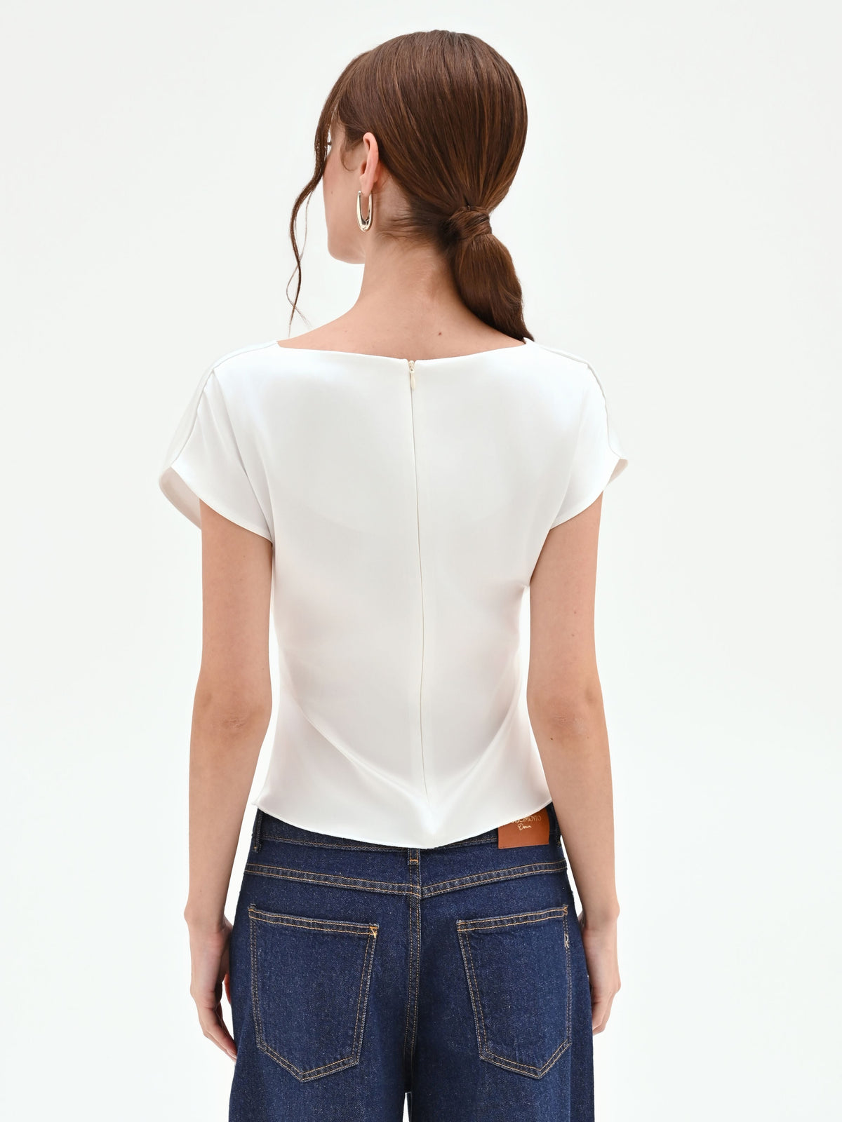 Blusa panna bianco con fusciacca in vita