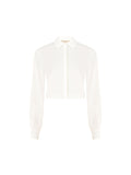 Camicia panna in raso con abbottonatura nascosta