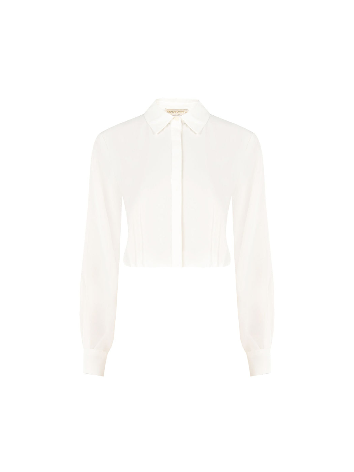 Camicia panna in raso con abbottonatura nascosta