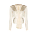 Giacca Beige Chiaro con Drappeggio in Raso