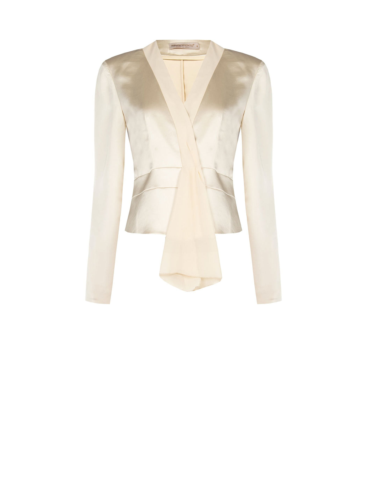 Giacca Beige Chiaro con Drappeggio in Raso