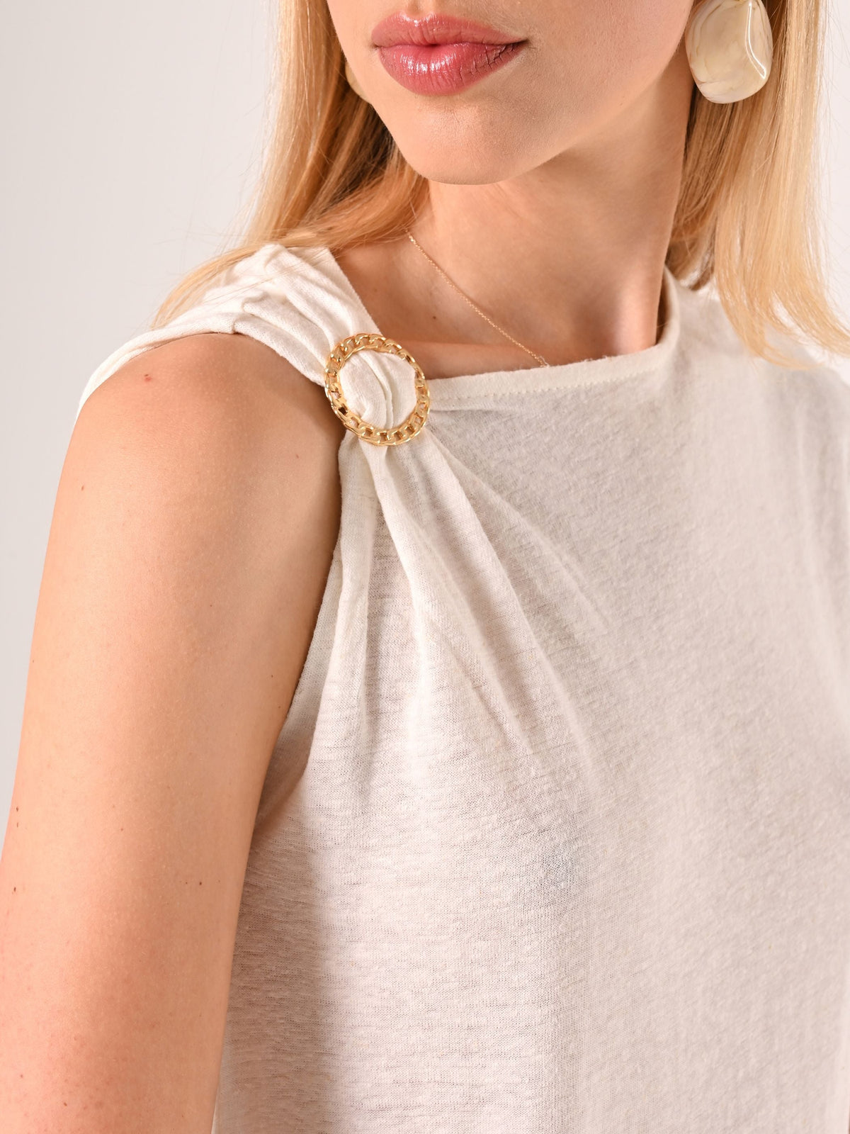 T Shirt in Lino con Anello