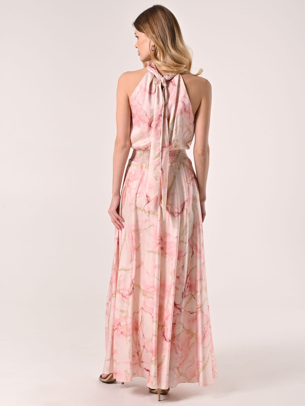 Abito scollo all'Americana Marmorizzato Rosa