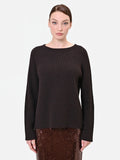 Maglia marrone moro con texture a coste misto viscosa e alpaca