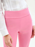 Pantalone rosa mid flared a vita alta con piega stirata