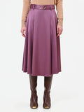 Gonna midi in raso rosa antico con cintura