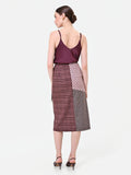 Gonna a portafoglio bordeaux con design patchwork