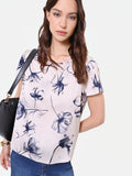 Blusa con stampa floreale blu navy