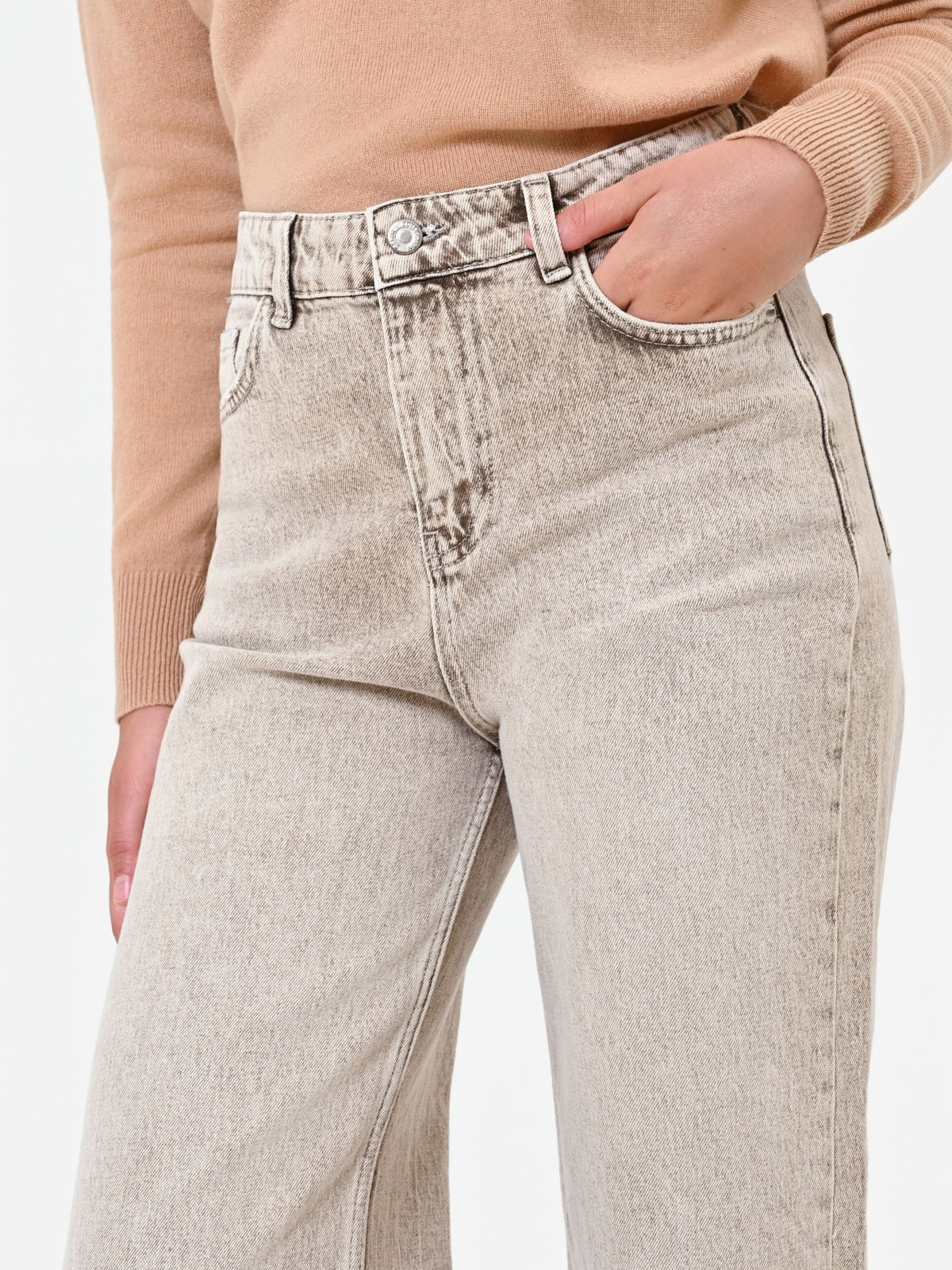 Jeans ampi a vita alta tortora beige Giorgia Palmas X Rinascimento