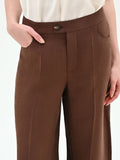 Pantalone cioccolato a palazzo con pinces