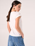 T-Shirt in Cotone con stampa Rosa & Strass