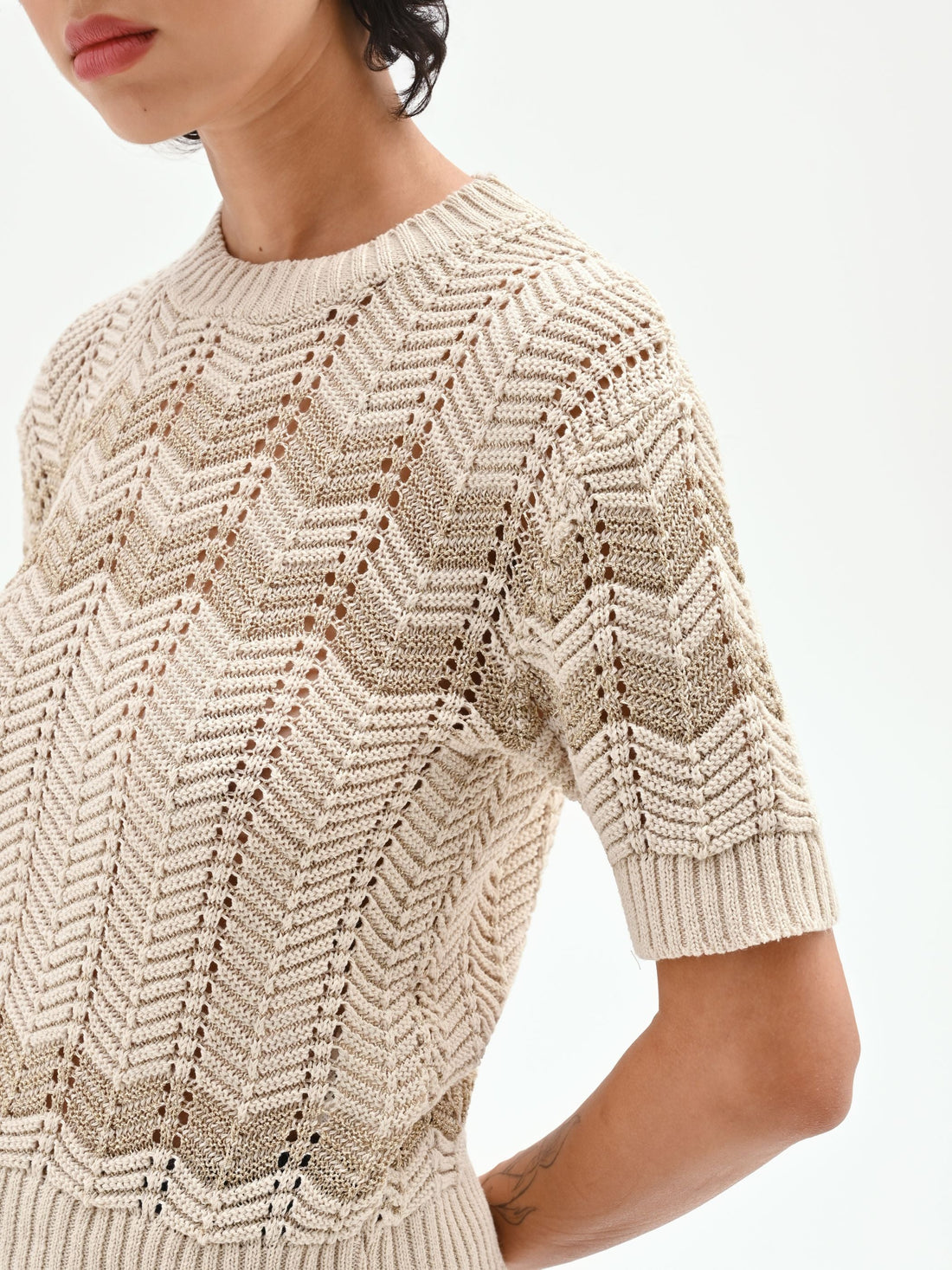 Maglia panna con motivo chevron