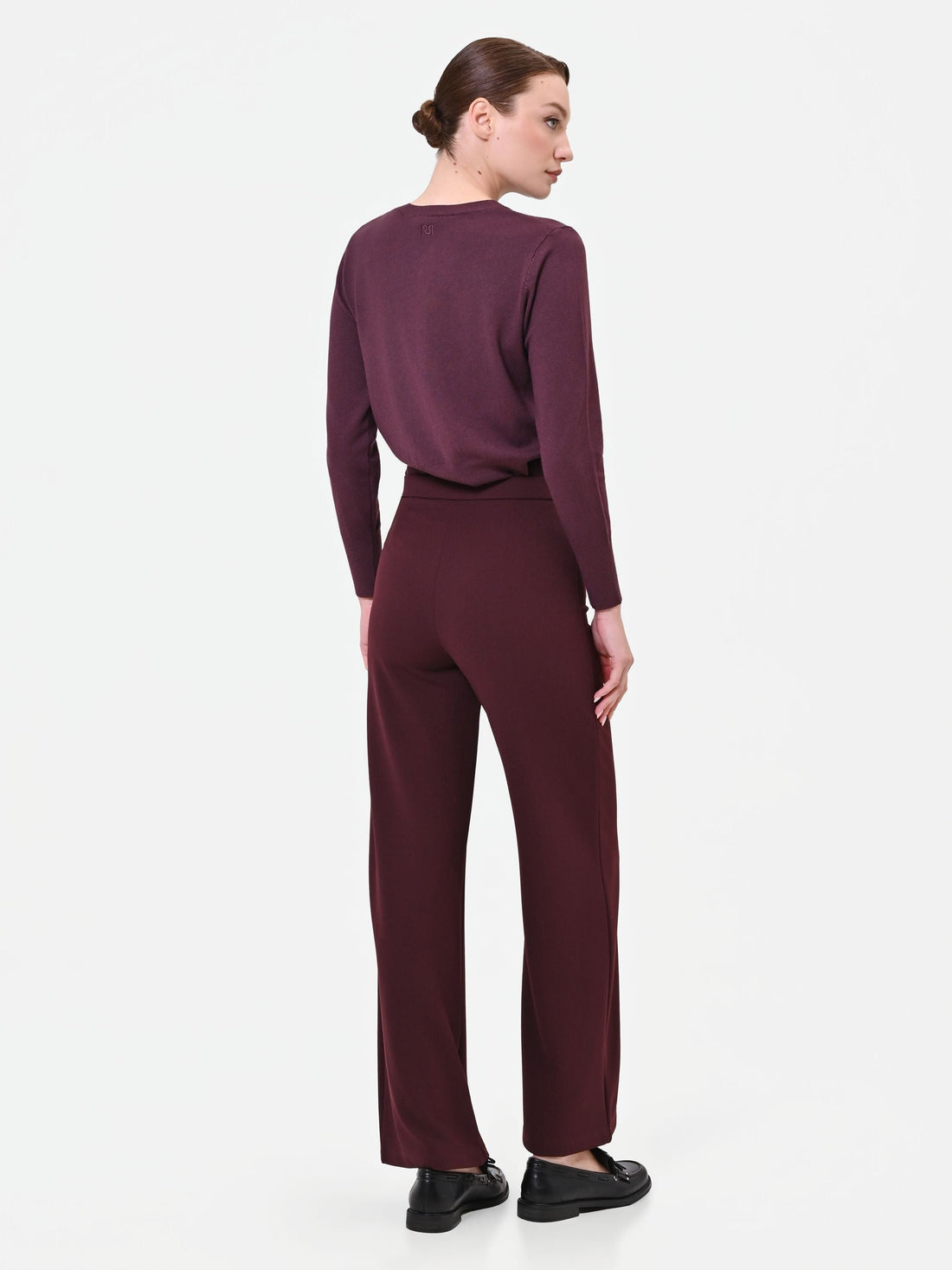 Pantalone a gamba larga bordeaux rosso
