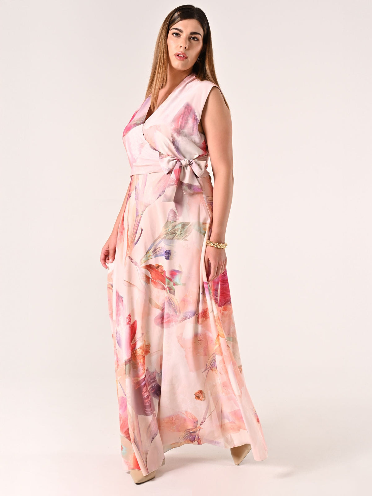 Abito Lungo Curvy stampa Astratta