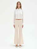 Pantalone a palazzo in raso beige chiaro