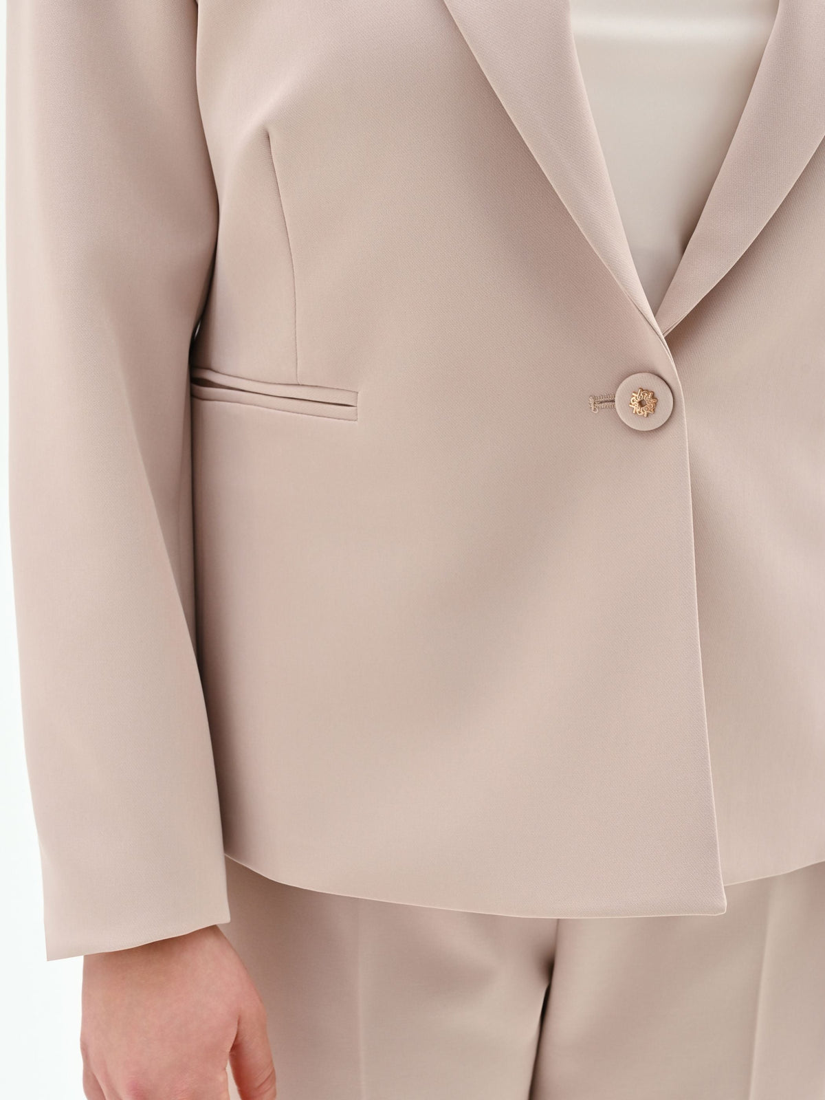 Giacca Curvy monopetto tortora beige in tessuto tecnico