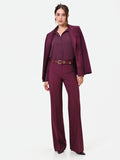 Pantalone Studio flare bordeaux in tessuto tecnico