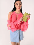 Blusa con Rouches Rosa Camelia