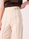 Pantaloni Flared Beige Chiaro in Tessuto Tecnico