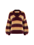 Maglia tortora beige a righe misto lana e mohair