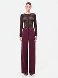 Pantalone a palazzo bordeaux rosso in tessuto tecnico
