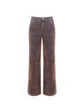 Pantaloni jeans wide leg marrone sfumato