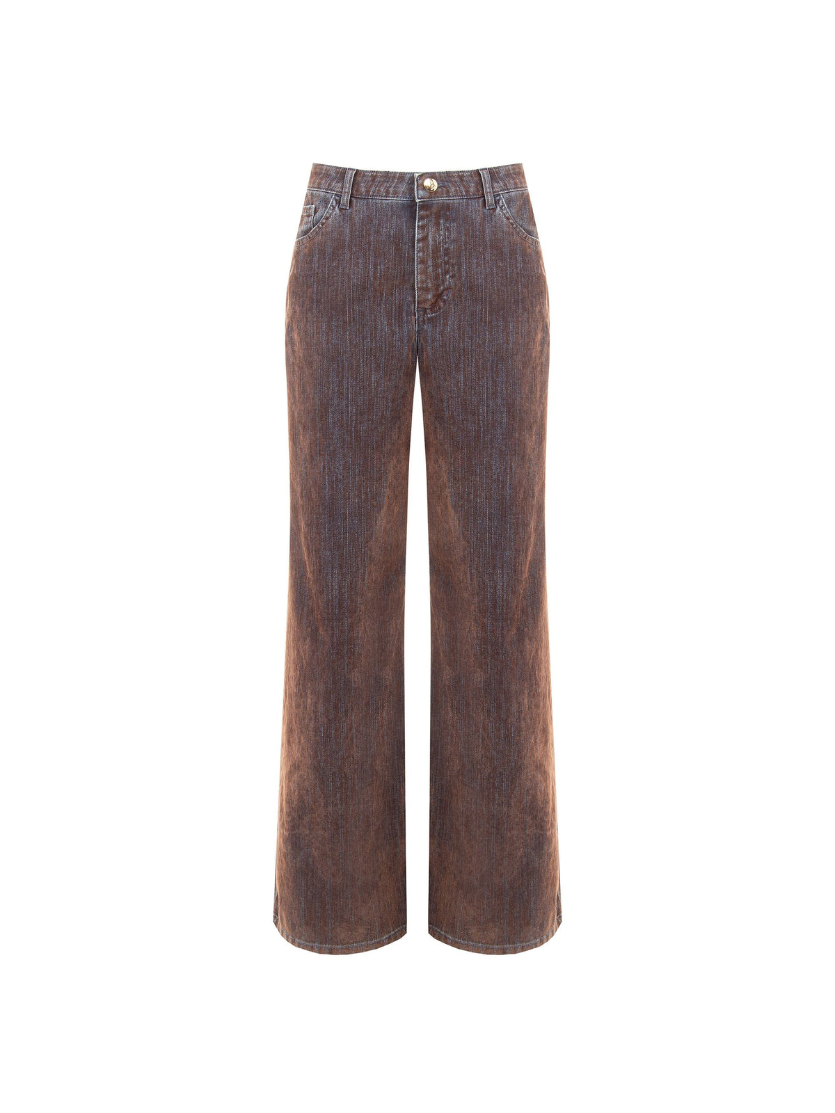 Pantaloni jeans wide leg marrone sfumato