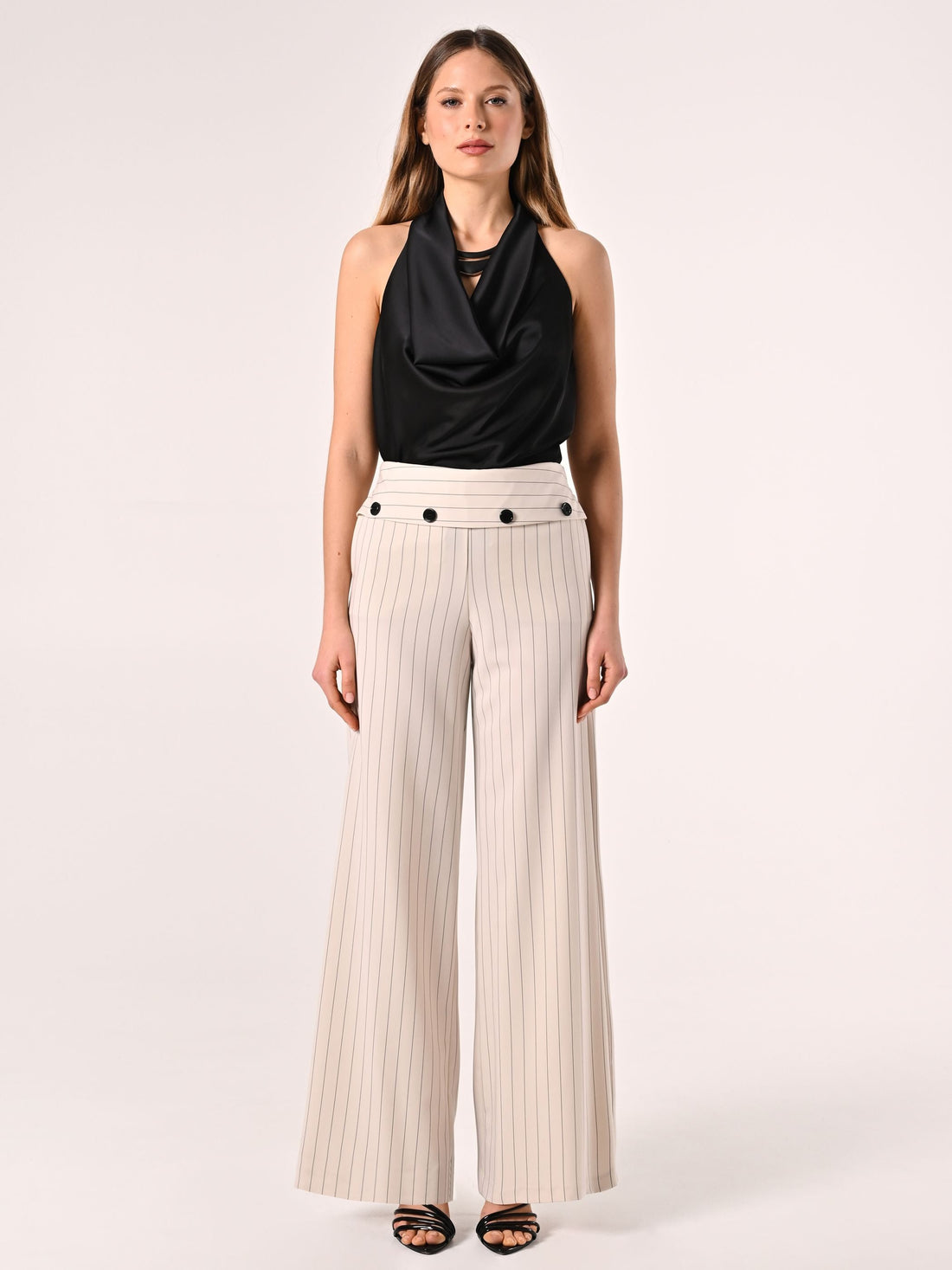 Pantaloni Bianchi a Righe Blu