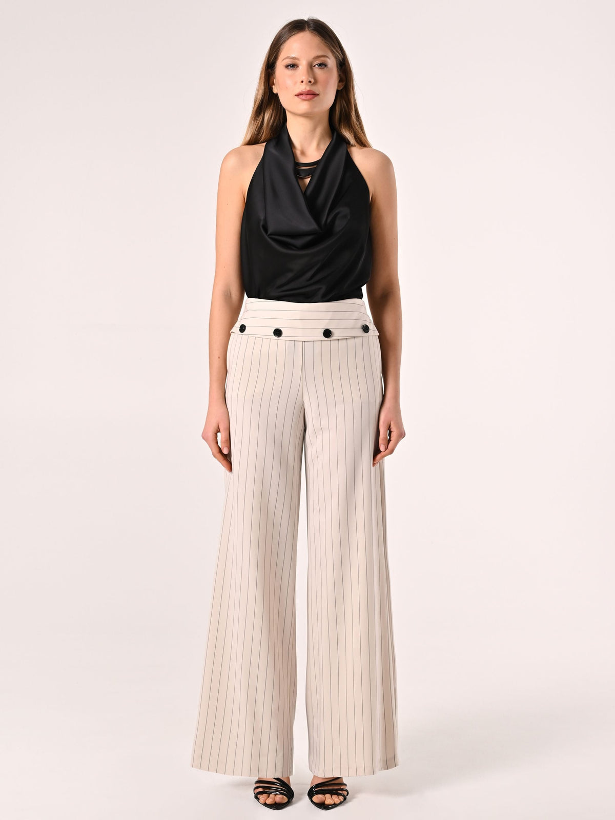 Pantaloni Bianchi a Righe Blu