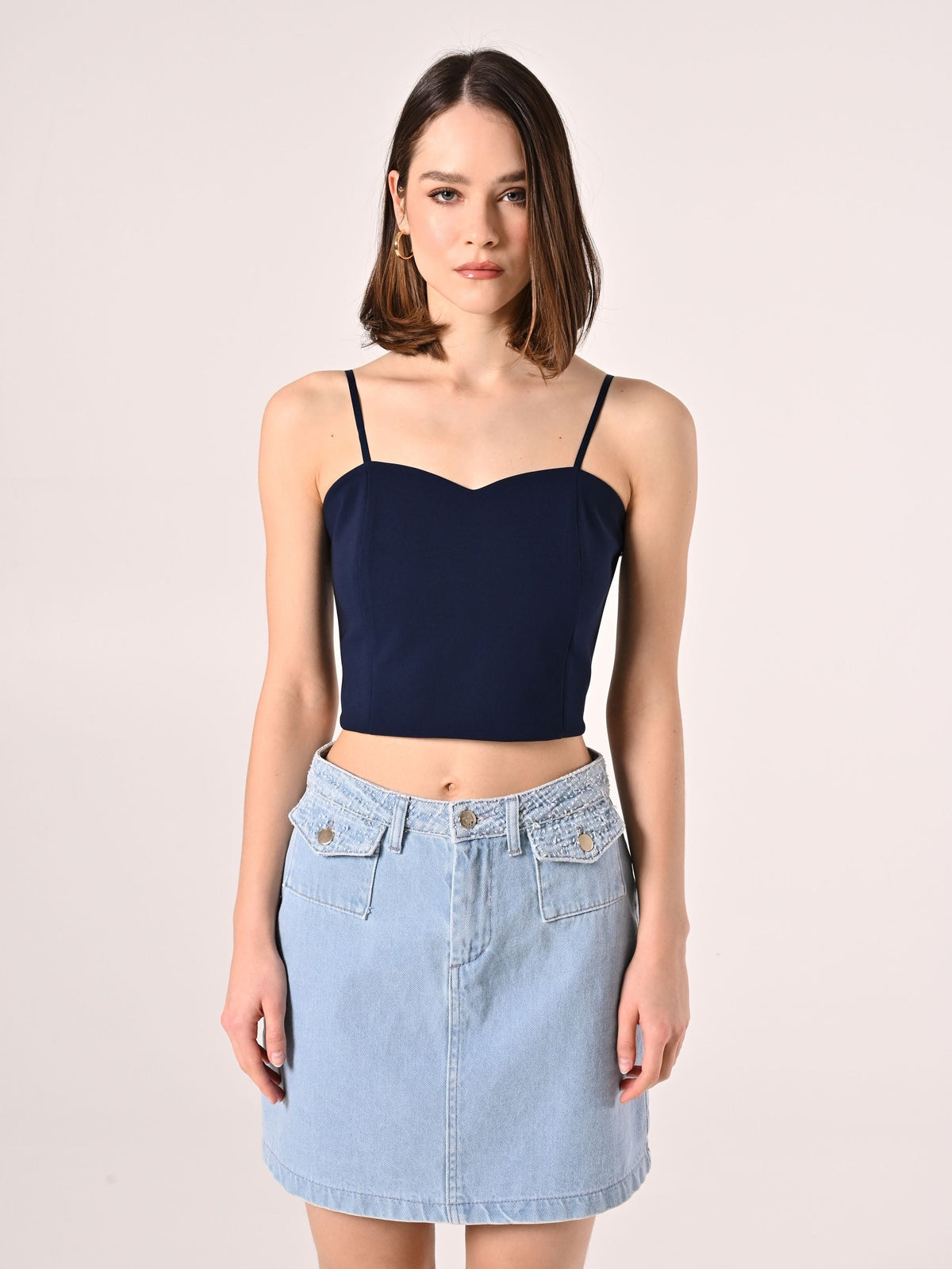 Top in Tessuto Tecnico Blu