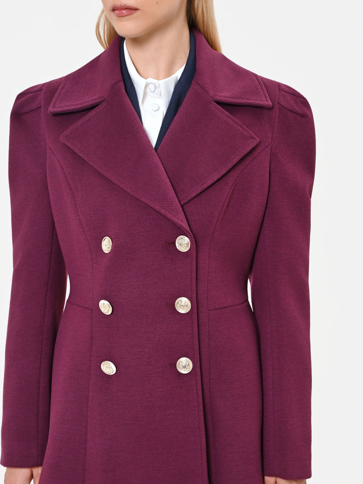 Cappotto svasato doppiopetto bordeaux rosso