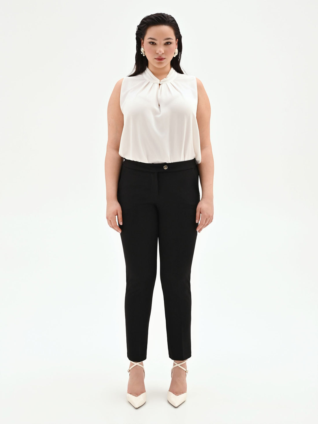 Pantalone Curvy skinny nero in scuba mano crèpe