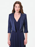 Giacca bolero blu navy con revers in raso