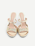 Sandalo sabot oro con fascia di strass