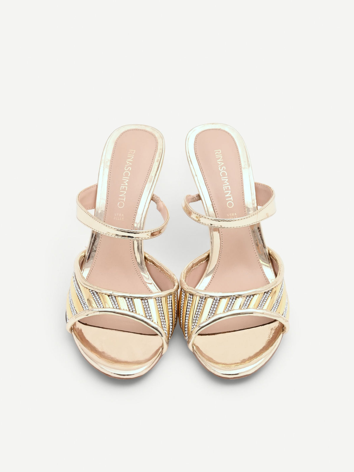 Sandalo sabot oro con fascia di strass