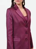 Giacca monopetto bordeaux rosso in raso jacquard Giorgia Palmas X Rinascimento