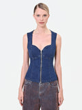 Gilet bustier in denim blu indaco