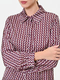Camicia bordeaux con micro fantasia geometrica