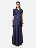 Stola blu navy in raso con anello