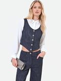 Gilet blu navy con bottoni gioiello