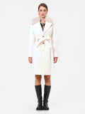 Cappotto bianco con inserto effetto pelliccia