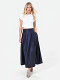 Gonna lunga blu navy con ampie pieghe
