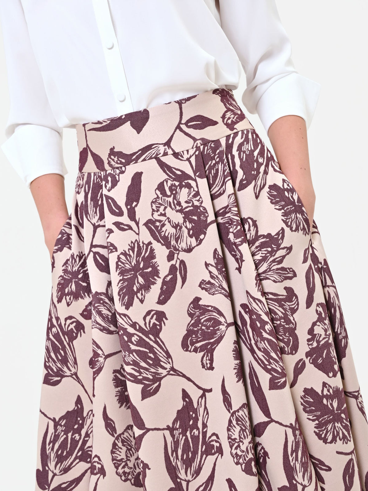 Gonna jacquard fantasia rosso bordeaux